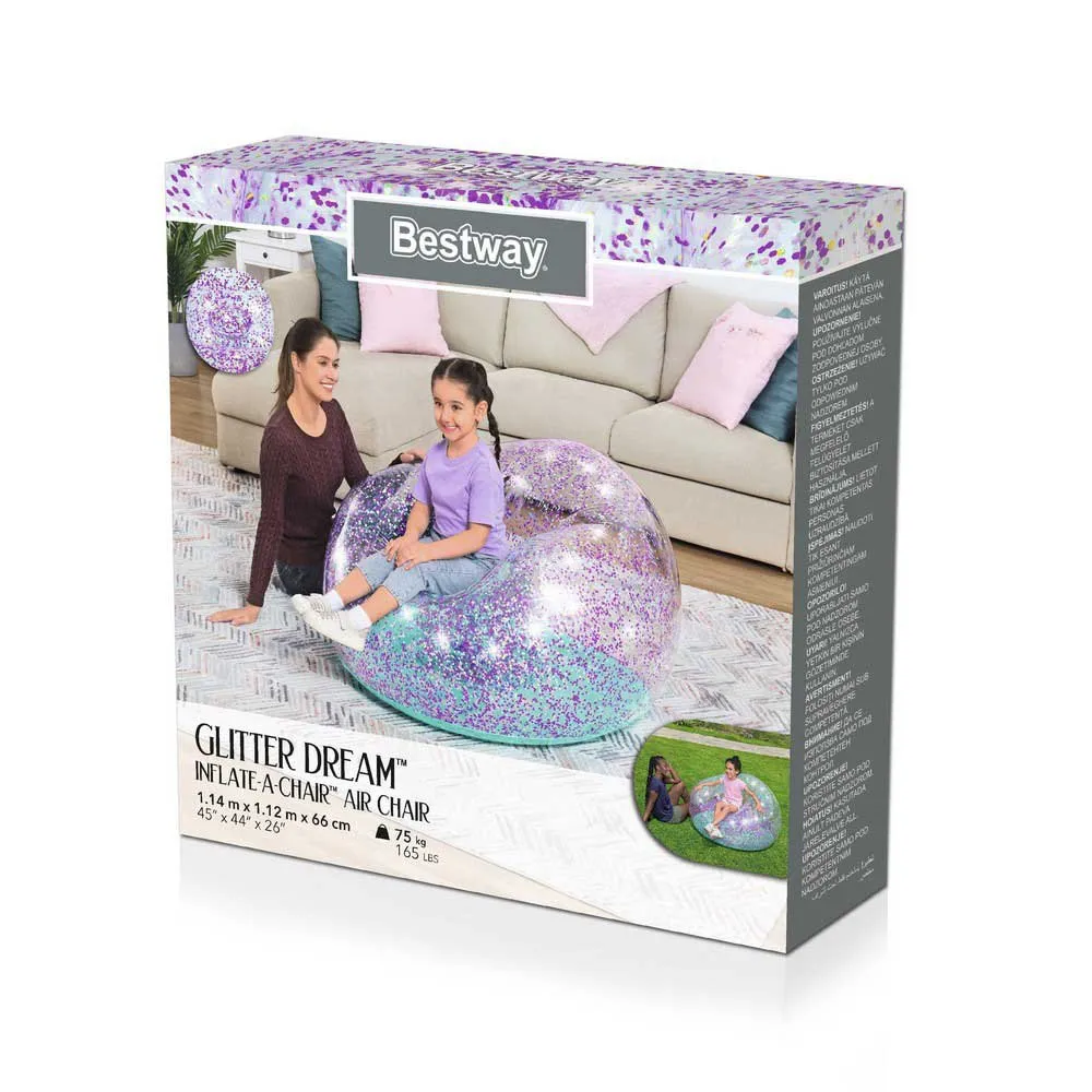 Bestway 75115 Glitter Dream 114x112x66 Cm Junior Luftstol unisex, Multicolour, 114 x 112 x 66cm