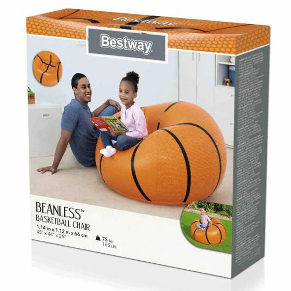 Bestway Basketball Air Inflatable Sofa Uppblåsbar Soffa, Orange / black, +6Y