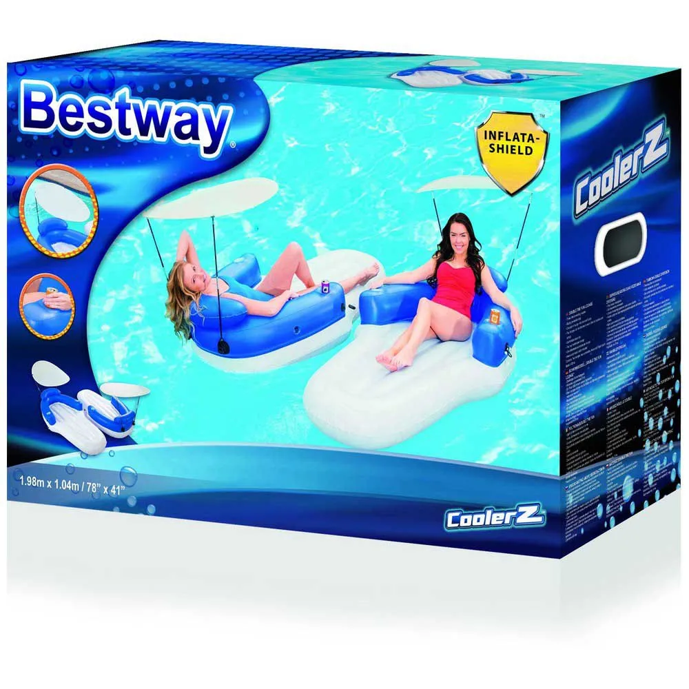 Bestway Coolerz Den Roliga Uppblåsbara Fåtölj-solsängen unisex, White / royal, 198 x 104cm