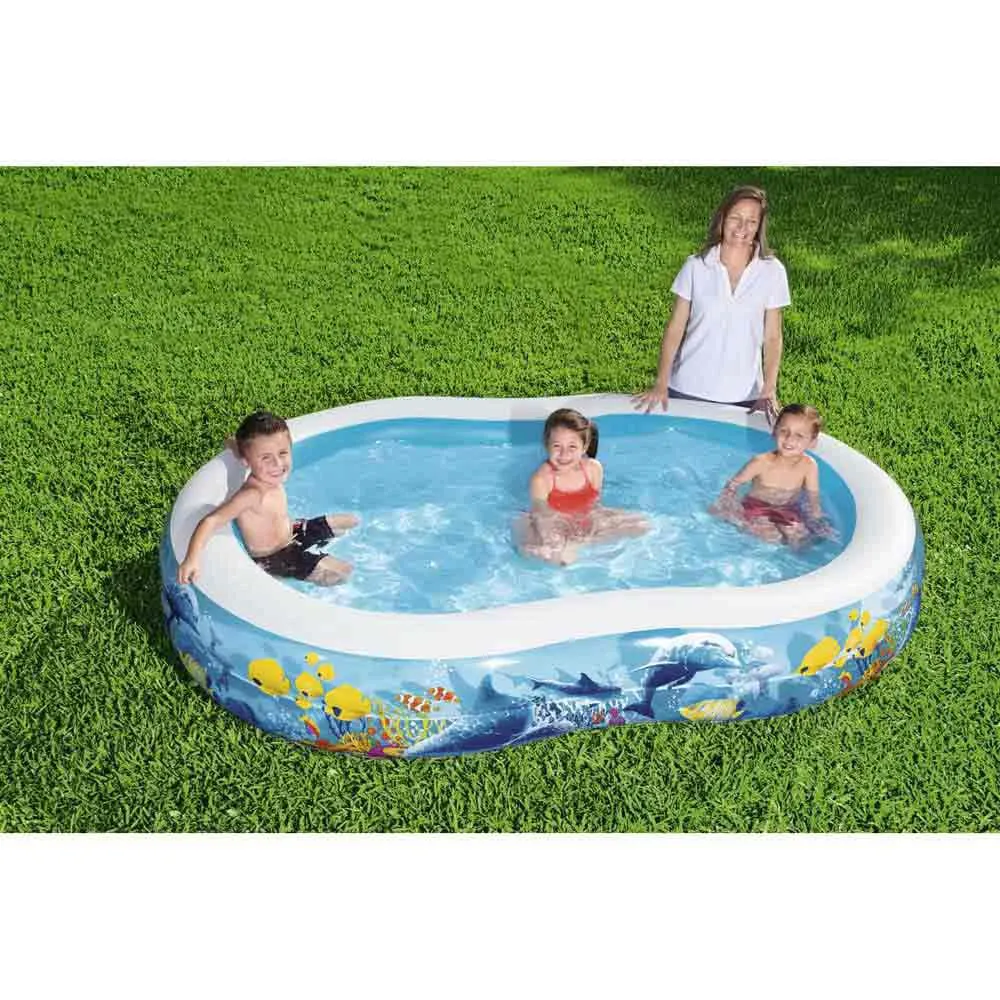 Bestway Family 262x157x46 Cm Oval Uppblåsbar Pool unisex, Blue / white, 544L
