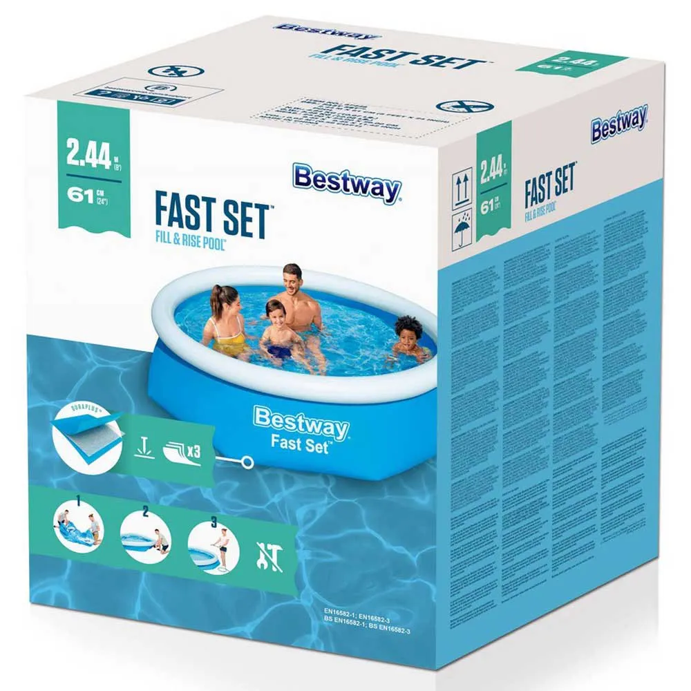 Bestway Fast Set 244x61 Cm Rund Uppblåsbar Pool unisex, Blue / white, 1880L