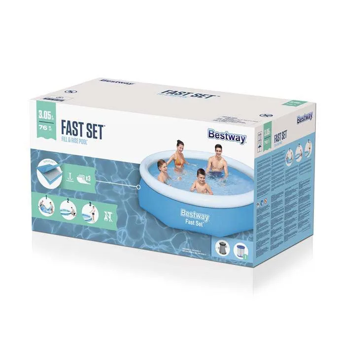 Bestway Fast Set Ø 305x76 Cm Rund Uppblåsbar Pool unisex, Blue, 3800L