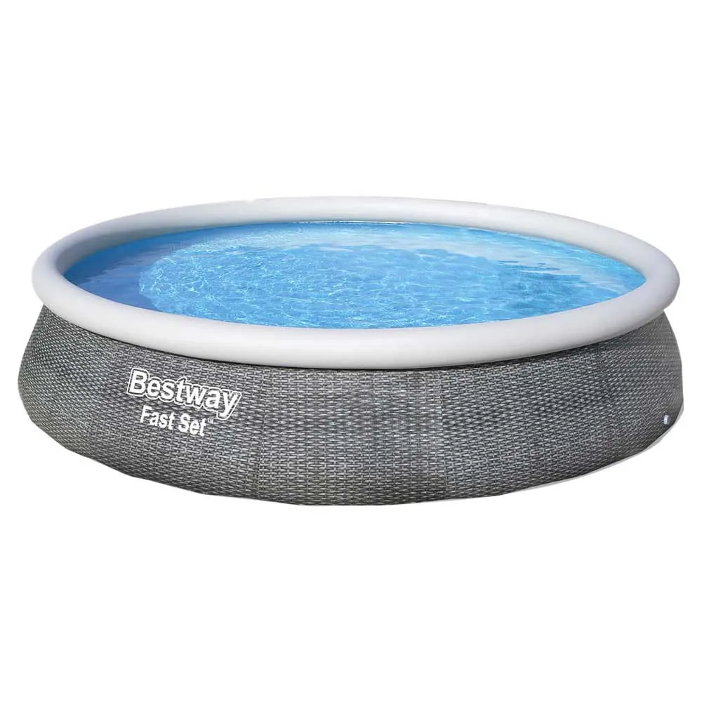 Bestway Fast Set Rattan 396x84 Cm Rund Uppblåsbar Pool unisex, Grey, 7340L