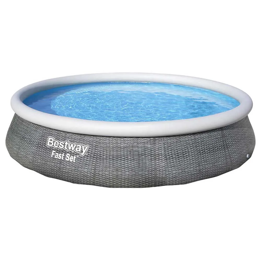 Bestway Fast Set Rattan 396x84 Cm Rund Uppblåsbar Pool unisex, Grey, 7340L