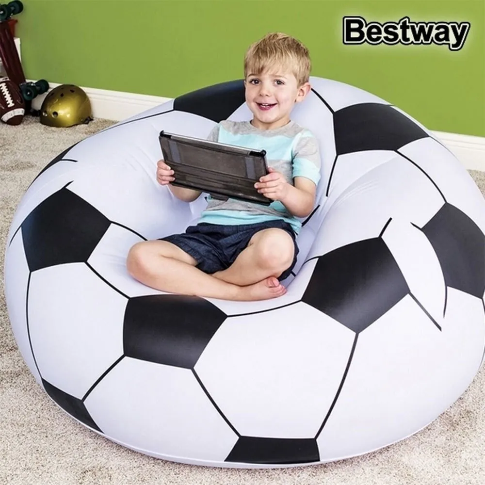 Bestway Football Air Inflatable Sofa Uppblåsbar Soffa, White / black, +6Y