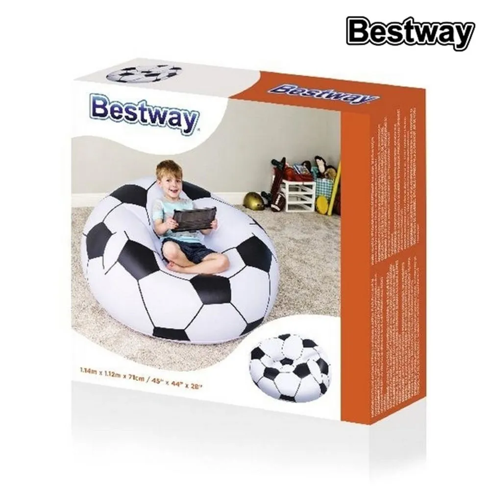 Bestway Football Air Inflatable Sofa Uppblåsbar Soffa, White / black, +6Y