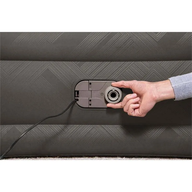 Bestway Fortech Tough Guard Twin Wave-beam Reinforced Dubbel Luftmadrass Med Inbyggd Pump, Beige, 203 x 152 x 46cm
