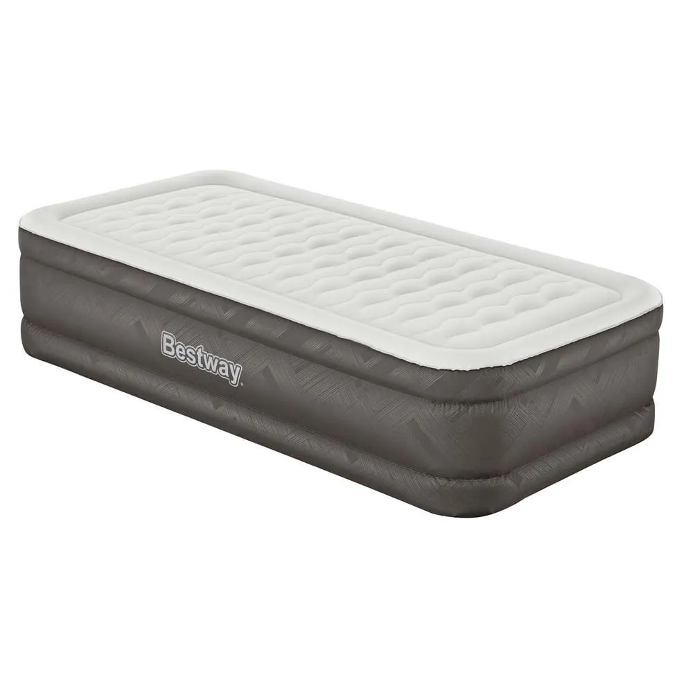 Bestway Fortech Tough Guard Twin Wave-beam Reinforced Enkel Luftmadrass Med Inbyggd Pump, Beige, 191 x 97 x 46cm Bestway Fortech Tough Guard Twin Wave-beam Reinforced Enkel Luftmadrass Med Inbyggd Pump, Beige, 191 x 97 x 46cm