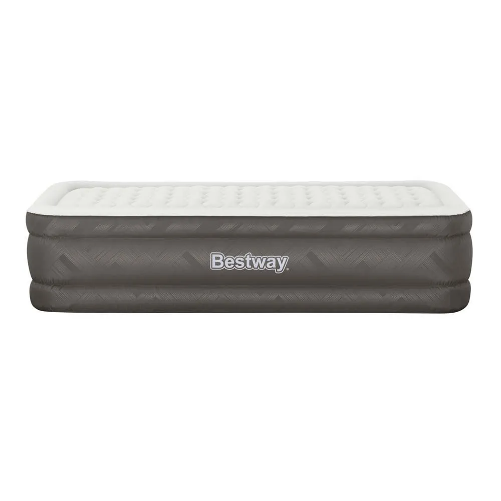 Bestway Fortech Tough Guard Twin Wave-beam Reinforced Enkel Luftmadrass Med Inbyggd Pump, Beige, 191 x 97 x 46cm Bestway Fortech Tough Guard Twin Wave-beam Reinforced Enkel Luftmadrass Med Inbyggd Pump, Beige, 191 x 97 x 46cm