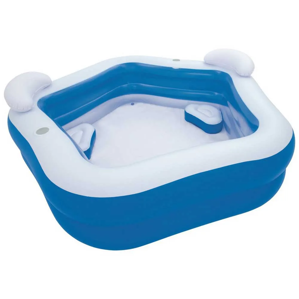 Bestway Fyrkantig Uppblåsbar Pool För Familjen 213x207x69 Cm unisex, Blue / white, 575L