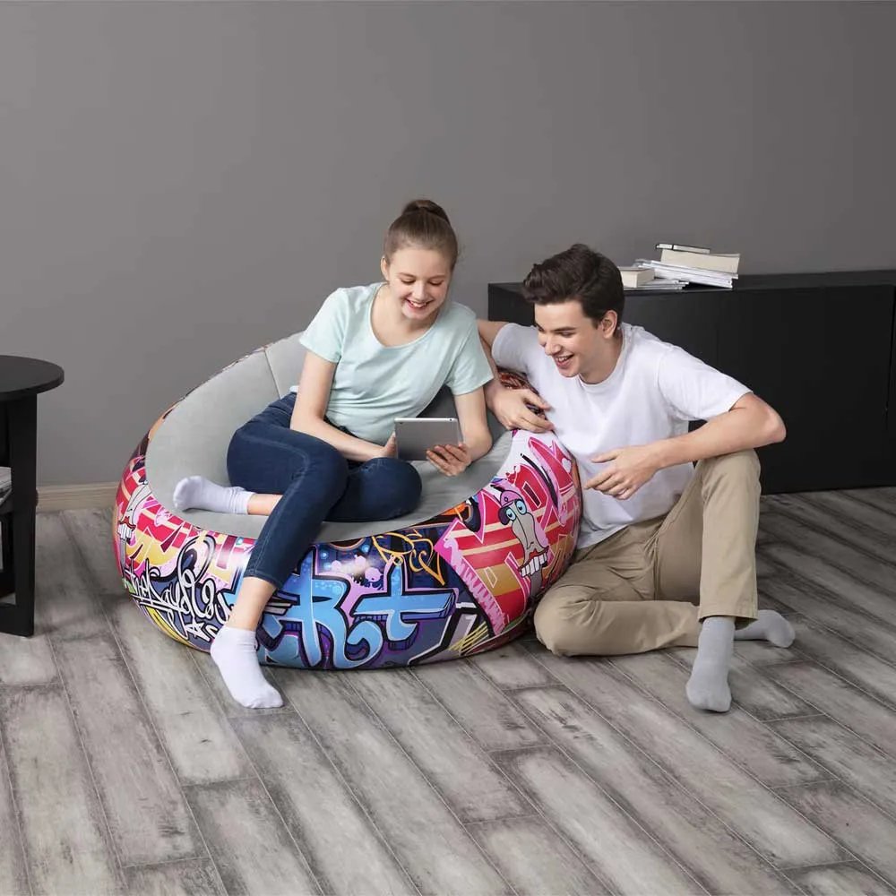 Bestway Graffitti Air Uppblåsbar Soffa, Multicolour, 112 x 112 x 66cm