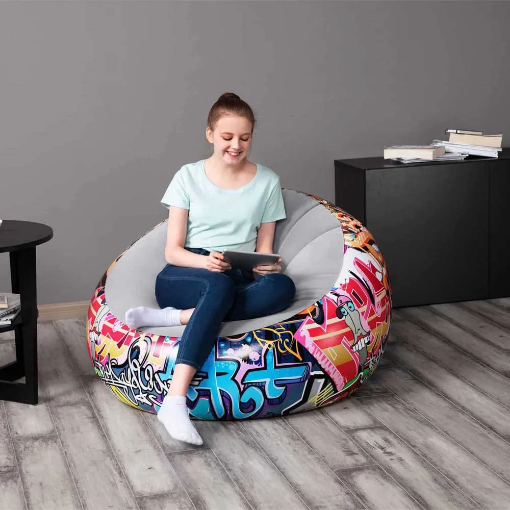 Bestway Graffitti Air Uppblåsbar Soffa, Multicolour, 112 x 112 x 66cm