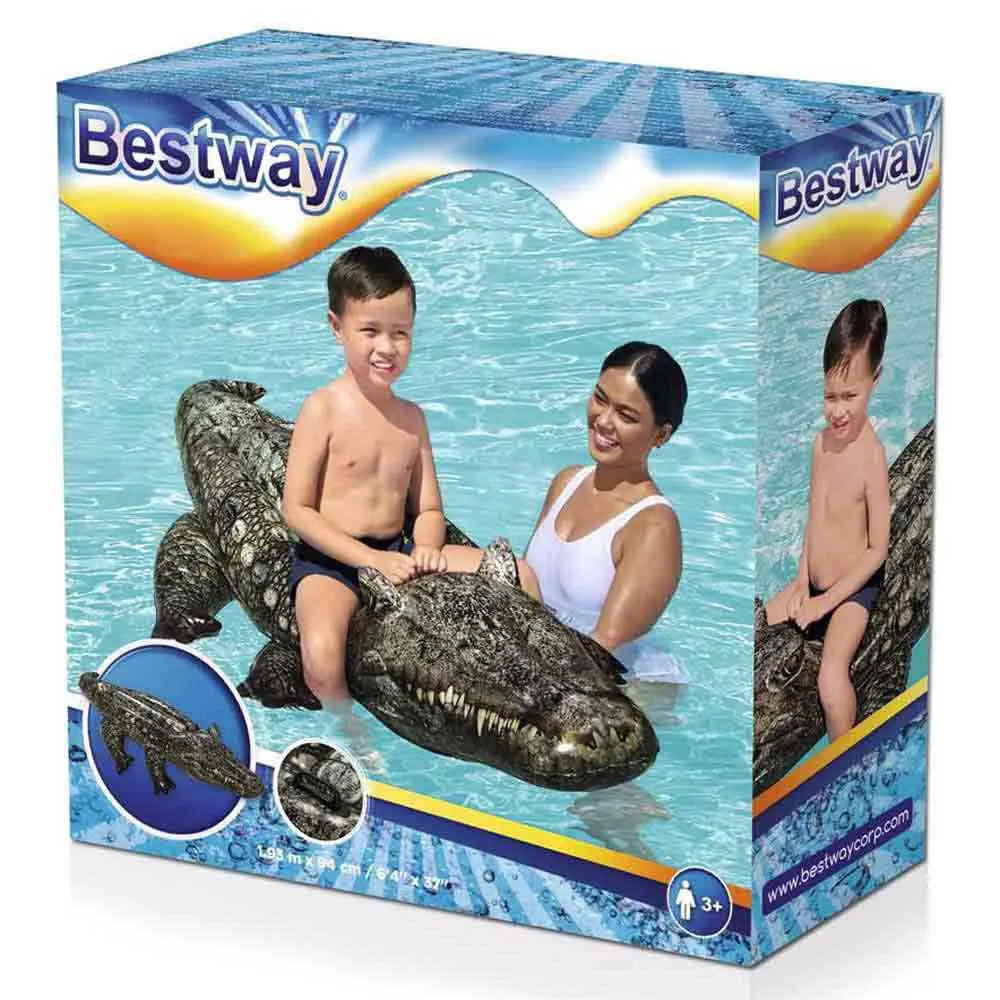 Bestway Krokodil Luftmadrass För Poolen unisex, Dark grey / green, 193 x 94cm