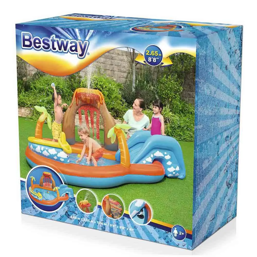 Bestway Lava Lagoon 265x265x104 Cm Oval Uppblåsbar Pool unisex, Orange / blue, 208L