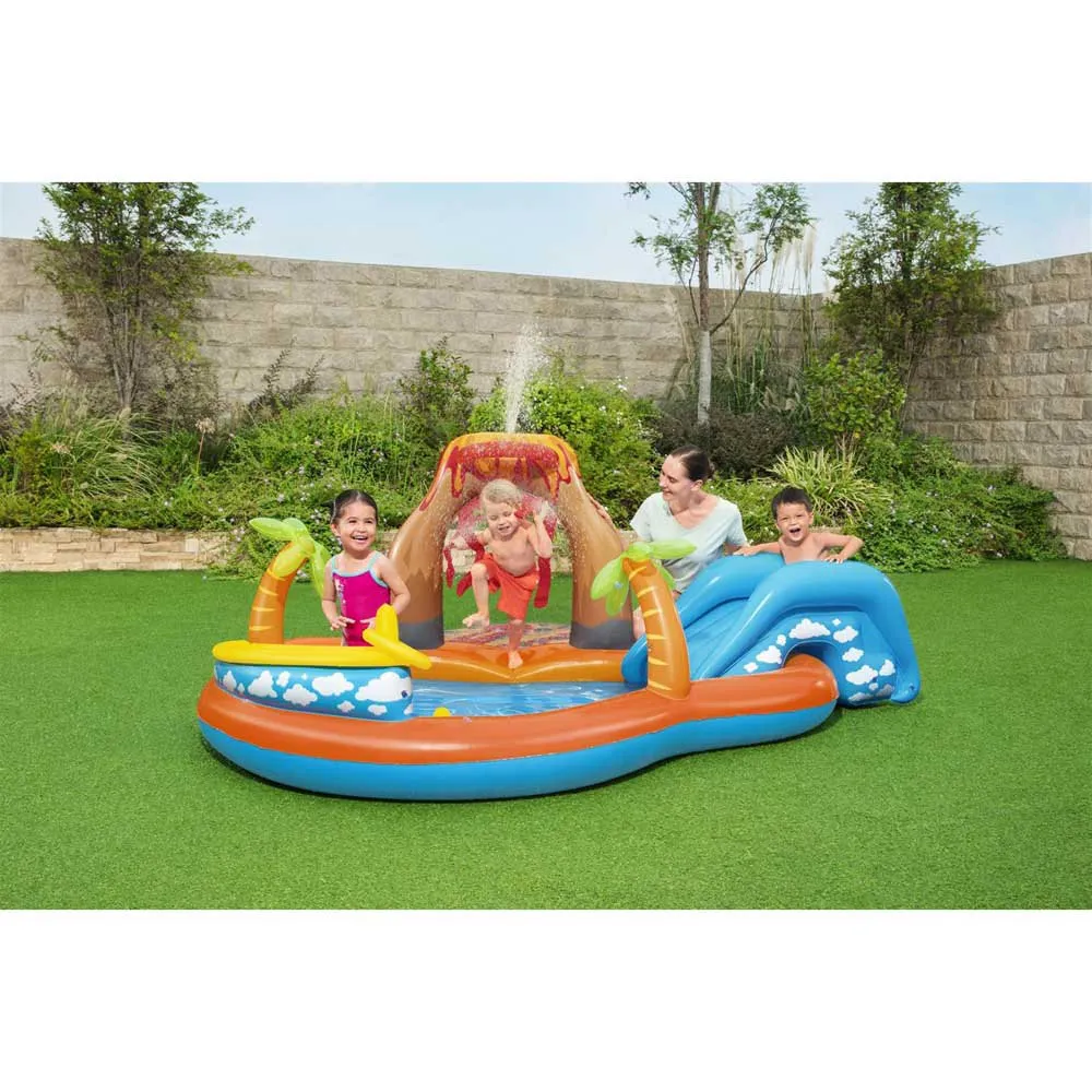 Bestway Lava Lagoon 265x265x104 Cm Oval Uppblåsbar Pool unisex, Orange / blue, 208L