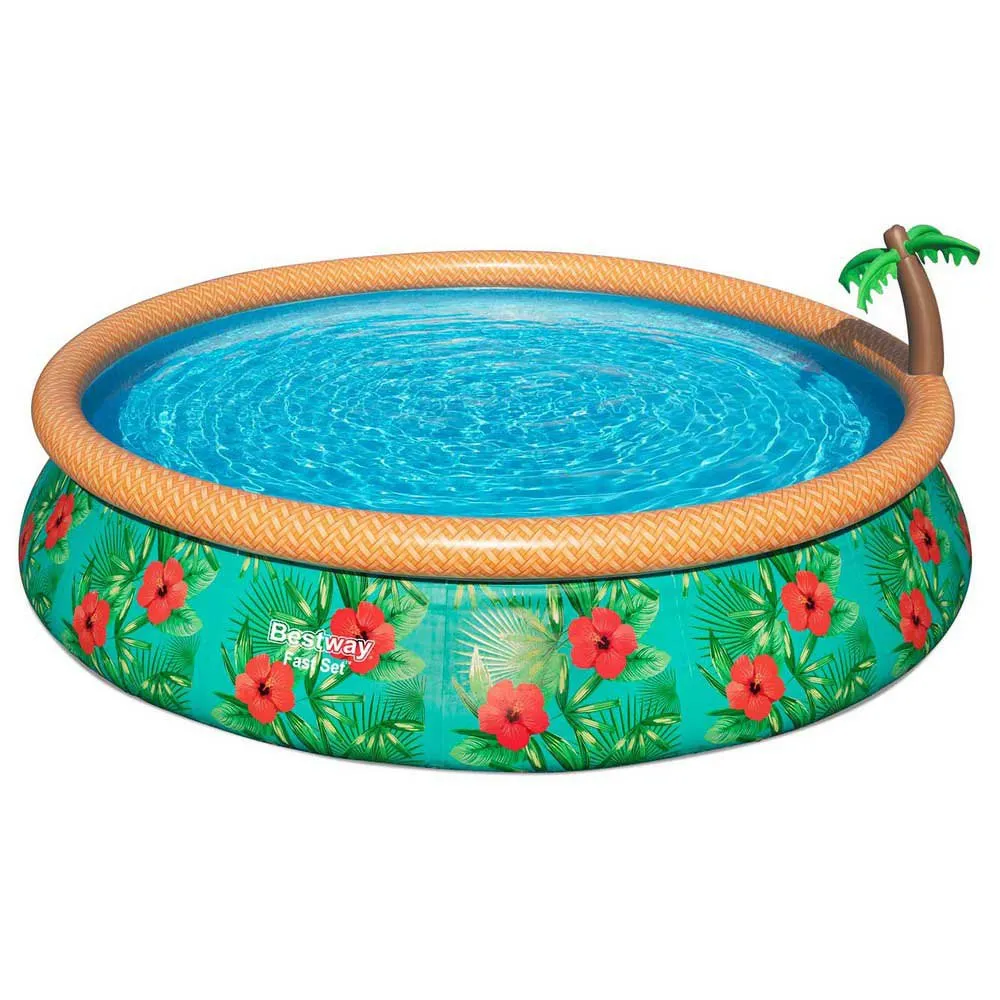 Bestway Paradise Palms 457x 84 Cm Rund Uppblåsbar Pool unisex, Green / brown, 9677L
