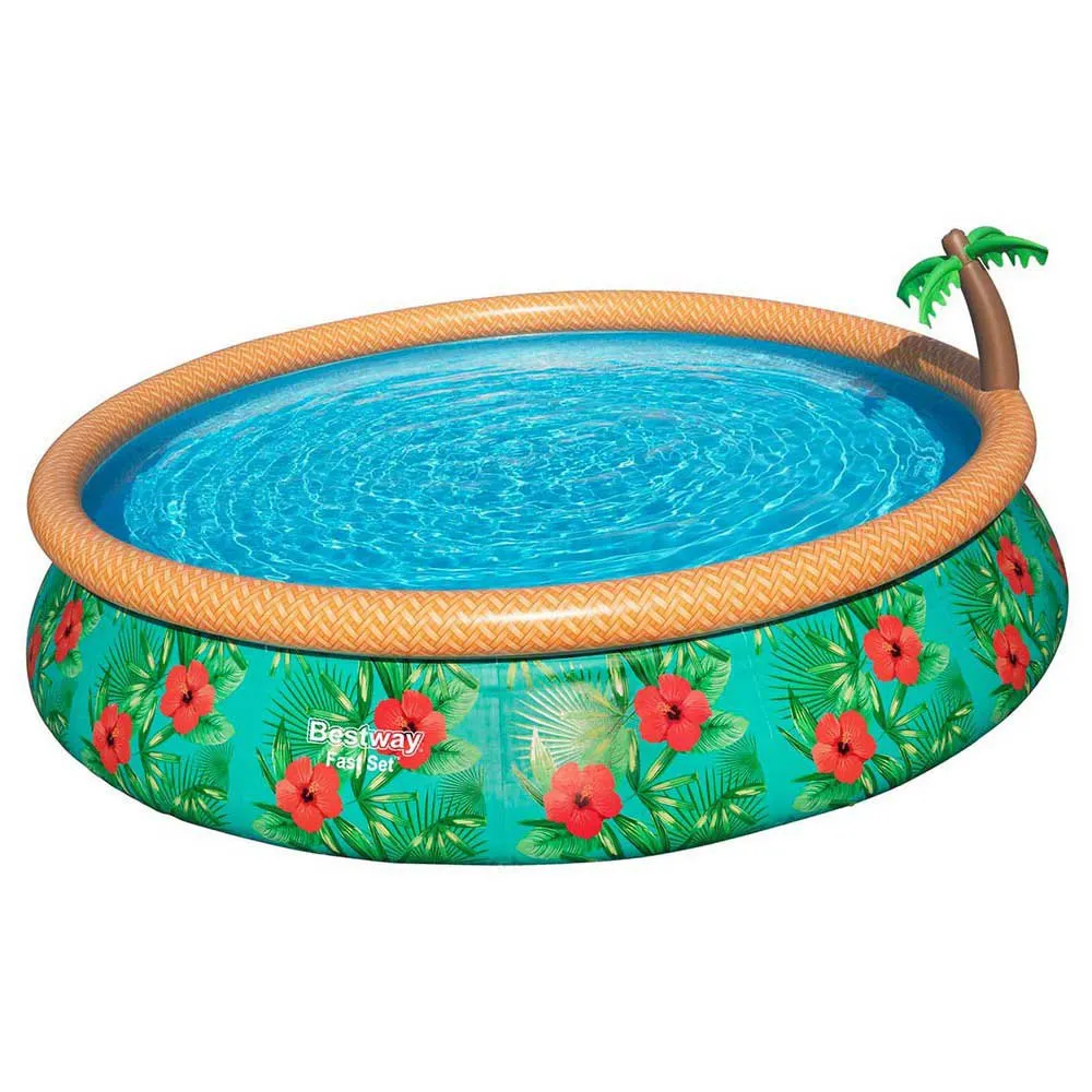 Bestway Paradise Palms 457x 84 Cm Rund Uppblåsbar Pool unisex, Green / brown, 9677L
