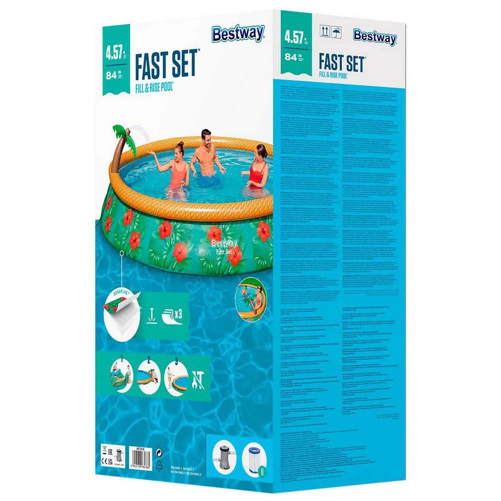 Bestway Paradise Palms 457x 84 Cm Rund Uppblåsbar Pool unisex, Green / brown, 9677L