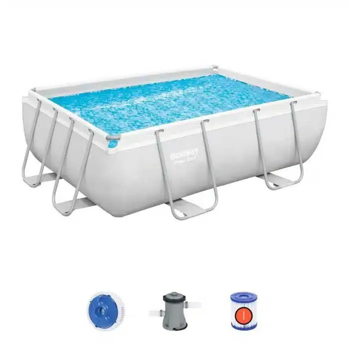 Bestway Power Steel 282x196x84 Cm Stål Rektangulär Ovanmarkspool Med Ram unisex, Grey / blue, 3662L Bestway Power Steel 282x196x84 Cm Stål Rektangulär Ovanmarkspool Med Ram unisex, Grey / blue, 3662L