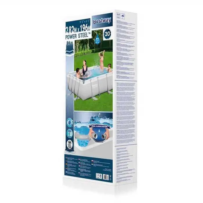 Bestway Power Steel 282x196x84 Cm Stål Rektangulär Ovanmarkspool Med Ram unisex, Grey / blue, 3662L Bestway Power Steel 282x196x84 Cm Stål Rektangulär Ovanmarkspool Med Ram unisex, Grey / blue, 3662L
