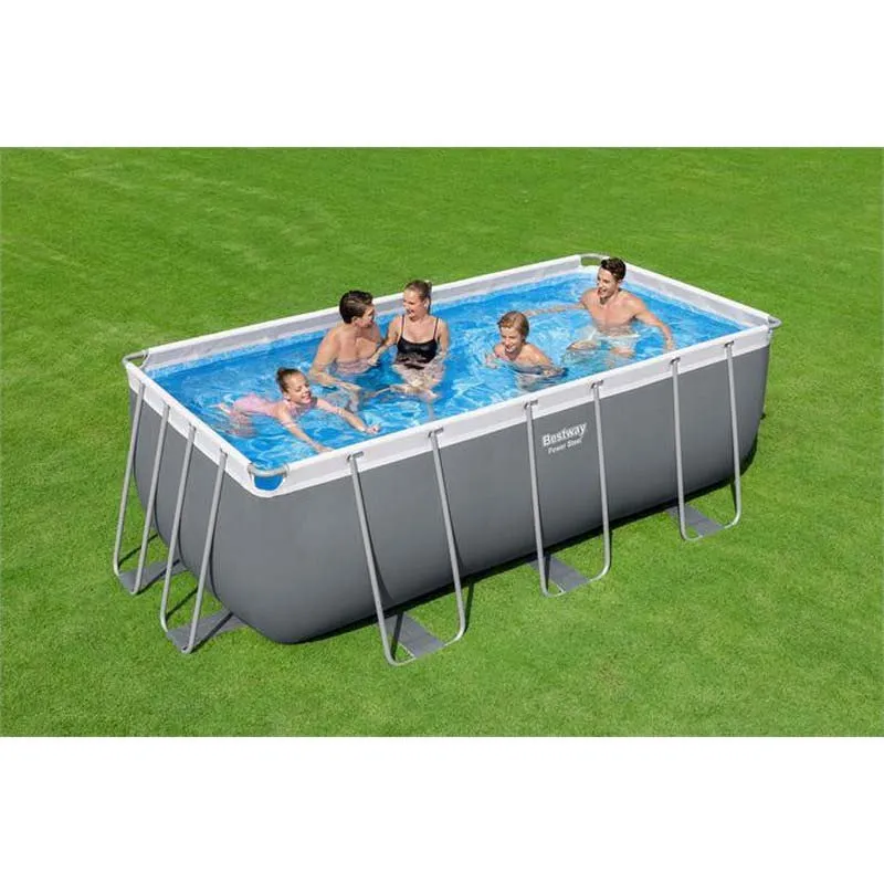 Bestway Power Steel 412x201x122 Cm Stål Rektangulär Ovanmarkspool Med Ram Refurbished unisex, Grey / blue, 8124L