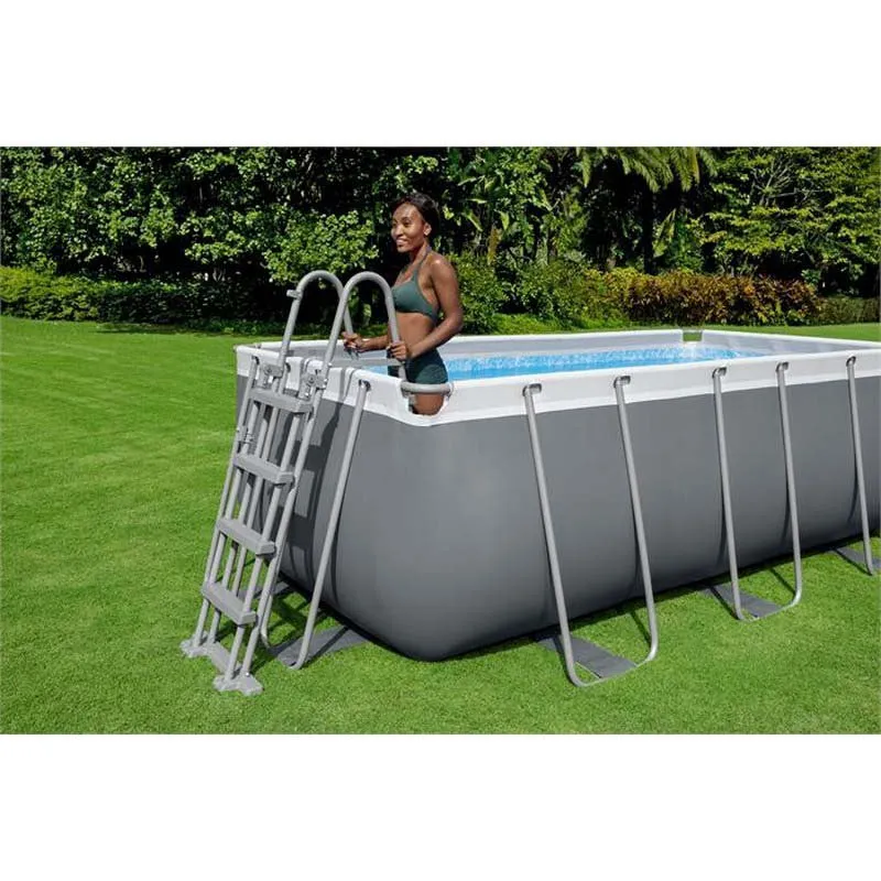 Bestway Power Steel 412x201x122 Cm Stål Rektangulär Ovanmarkspool Med Ram Refurbished unisex, Grey / blue, 8124L