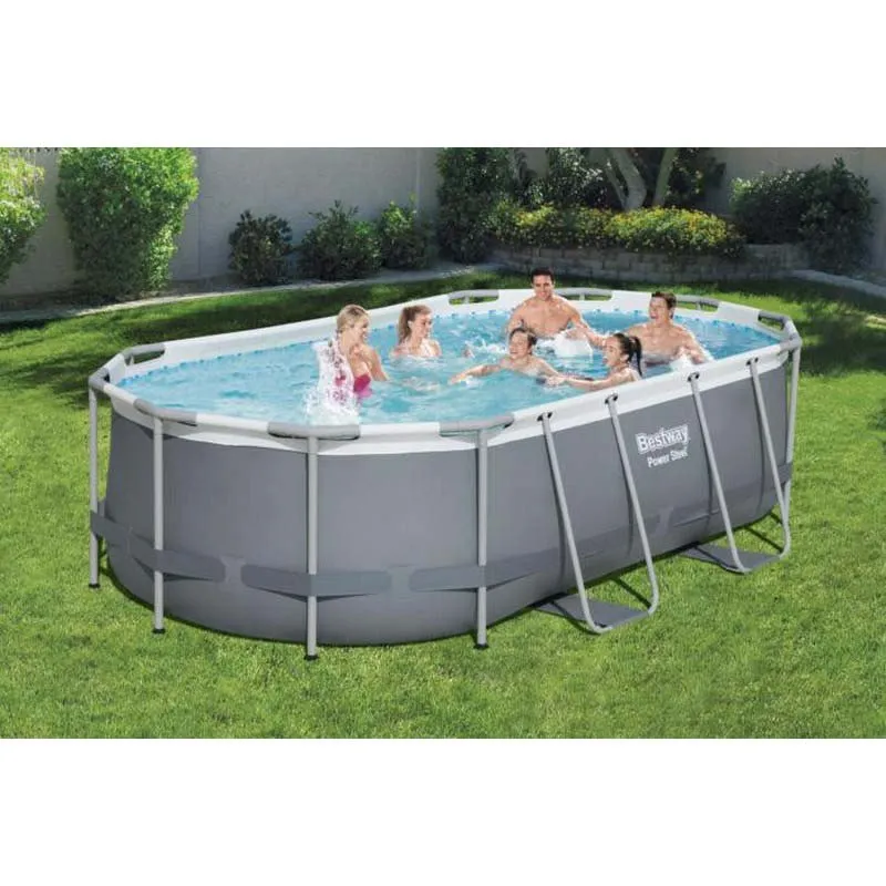 Bestway Power Steel 427x250x100 Cm Stål Ram För Oval Pool Ovan Mark unisex, Grey / blue, 7250L Bestway Power Steel 427x250x100 Cm Stål Ram För Oval Pool Ovan Mark unisex, Grey / blue, 7250L