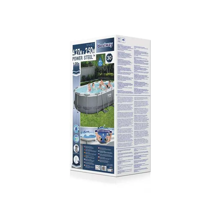 Bestway Power Steel 427x250x100 Cm Stål Ram För Oval Pool Ovan Mark unisex, Grey / blue, 7250L Bestway Power Steel 427x250x100 Cm Stål Ram För Oval Pool Ovan Mark unisex, Grey / blue, 7250L