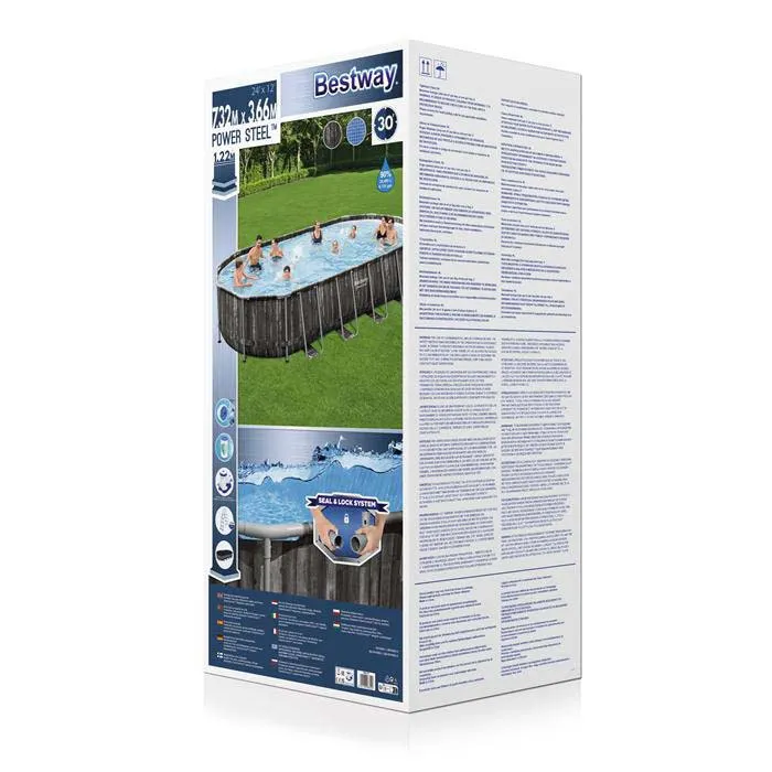 Bestway Power Steel 732x366x122 Cm Stål Ram För Oval Pool Ovan Mark unisex, Grey / blue, 25495L