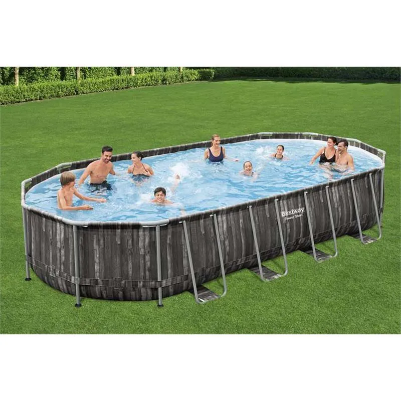 Bestway Power Steel 732x366x122 Cm Stål Ram För Oval Pool Ovan Mark unisex, Grey / blue, 25495L