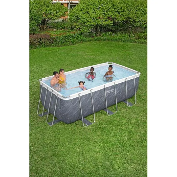 Bestway Power Steel Stone 412x201x122 Cm Stål Rektangulär Ovanmarkspool Med Ram unisex, Grey / blue, 8124L Bestway Power Steel Stone 412x201x122 Cm Stål Rektangulär Ovanmarkspool Med Ram unisex, Grey / blue, 8124L