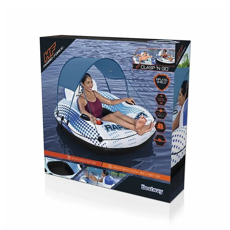 Bestway Rapid Rider Badring Med Parasoll unisex, Blue / white, 137cm