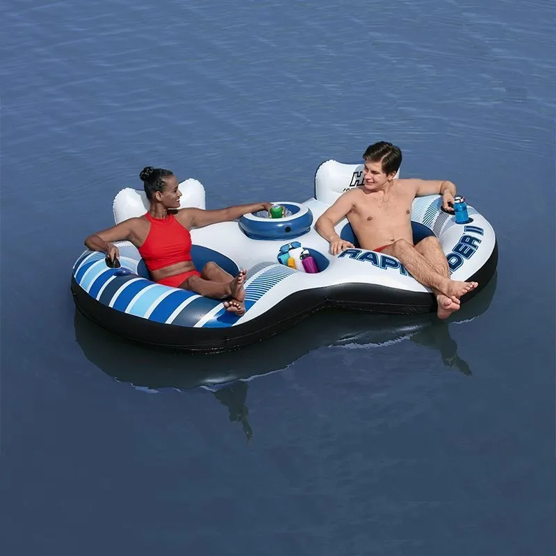 Bestway Rapid Rider Dubbel Ring Flytring Med Handtag unisex, Blue / white, 251 x 132cm