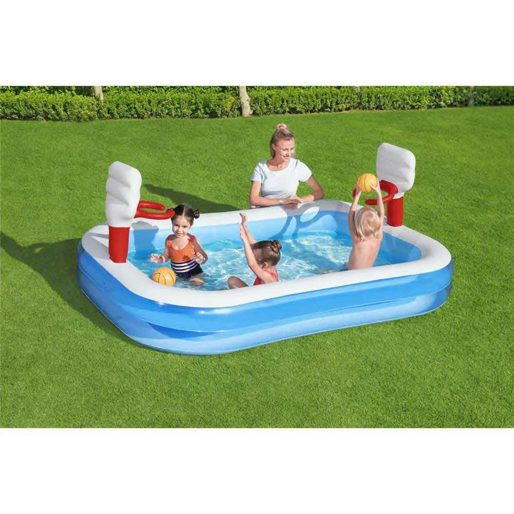 Bestway Rektangulär Uppblåsbar Basketpool 254x168x102 Cm unisex, Multicolour, 636L Bestway Rektangulär Uppblåsbar Basketpool 254x168x102 Cm unisex, Multicolour, 636L
