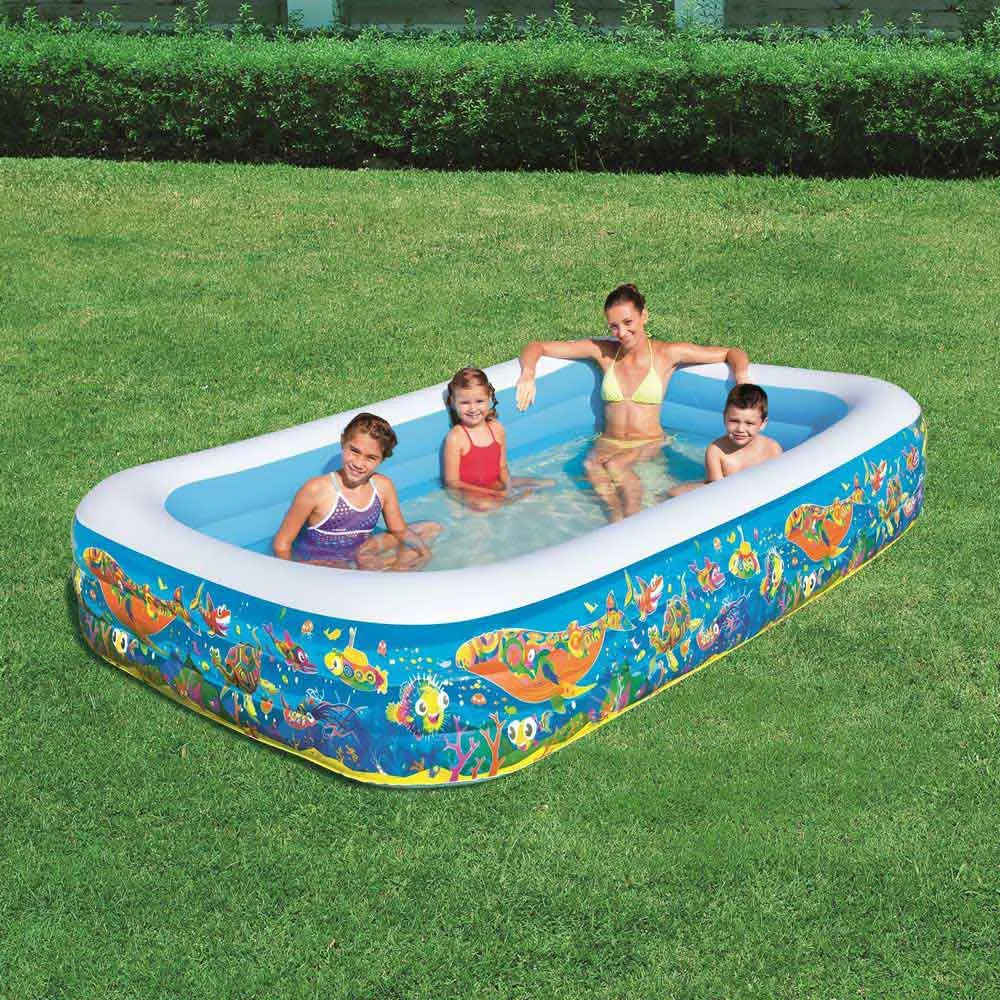 Bestway Rektangulär Uppblåsbar Pool (akvarium) 305x183x56 Cm unisex, Blue / white, 1161L Bestway Rektangulär Uppblåsbar Pool (akvarium) 305x183x56 Cm unisex, Blue / white, 1161L