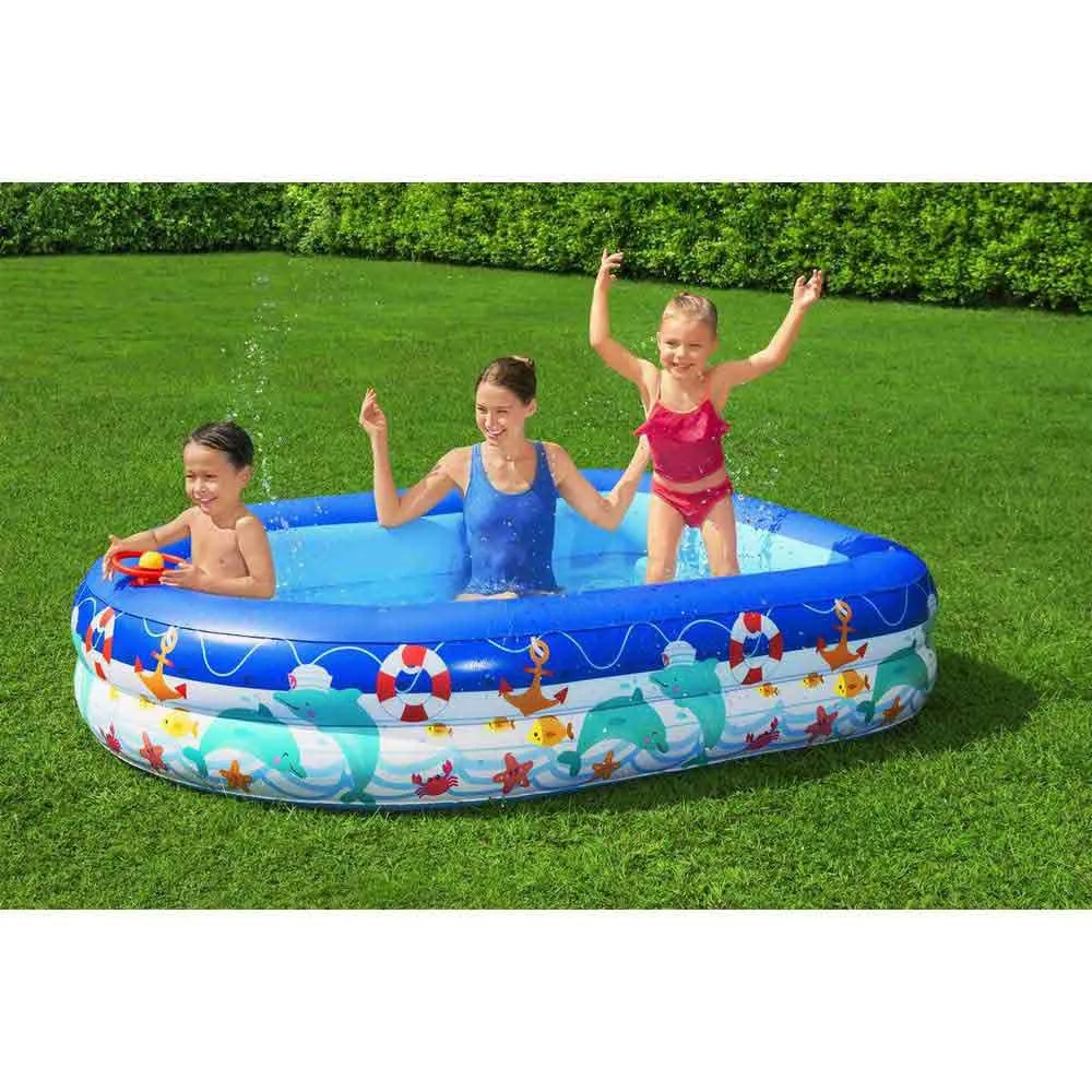 Bestway Sea Captain 213x155x132 Cm Rektangulär Uppblåsbar Pool unisex, Blue, 282L