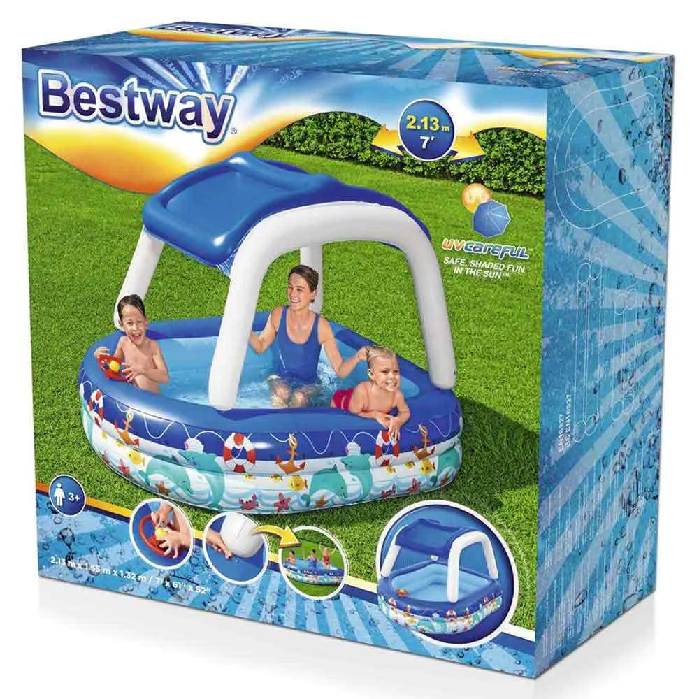 Bestway Sea Captain 213x155x132 Cm Rektangulär Uppblåsbar Pool unisex, Blue, 282L