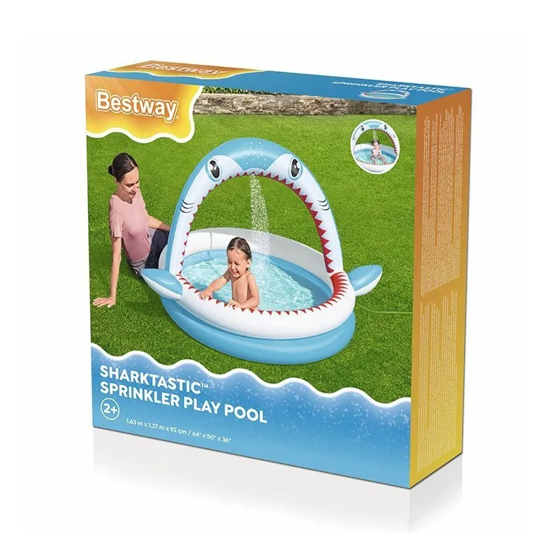 Bestway Shark Rund Uppblåsbar Pool unisex, Blue / white, 163 x 127 x 92cm