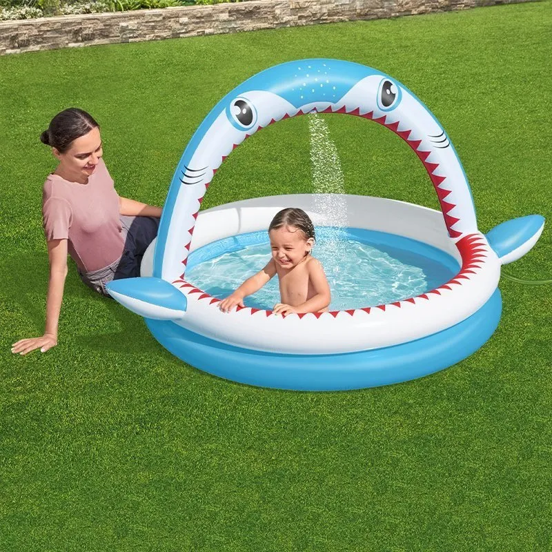 Bestway Shark Rund Uppblåsbar Pool unisex, Blue / white, 163 x 127 x 92cm