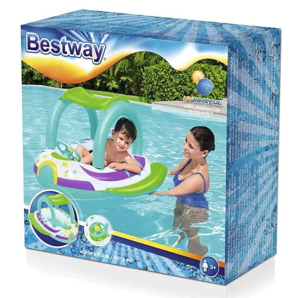Bestway Space Splash Barns Uppblåsbara Båt unisex, Multicolour, 107 x 112cm