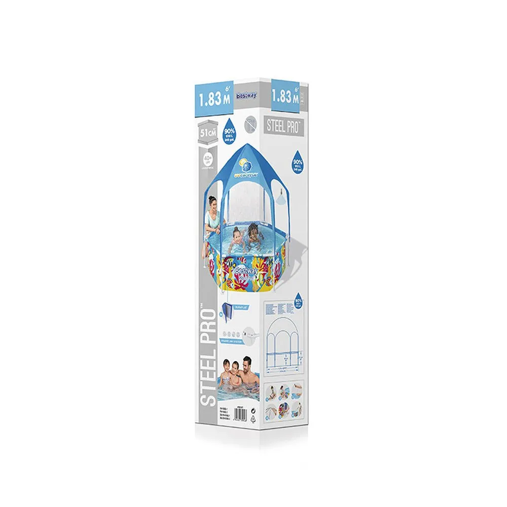 Bestway Splash-in-shade Ø183x51cm Stål Rund Ovanmarkspool unisex, Multicolour, 930L