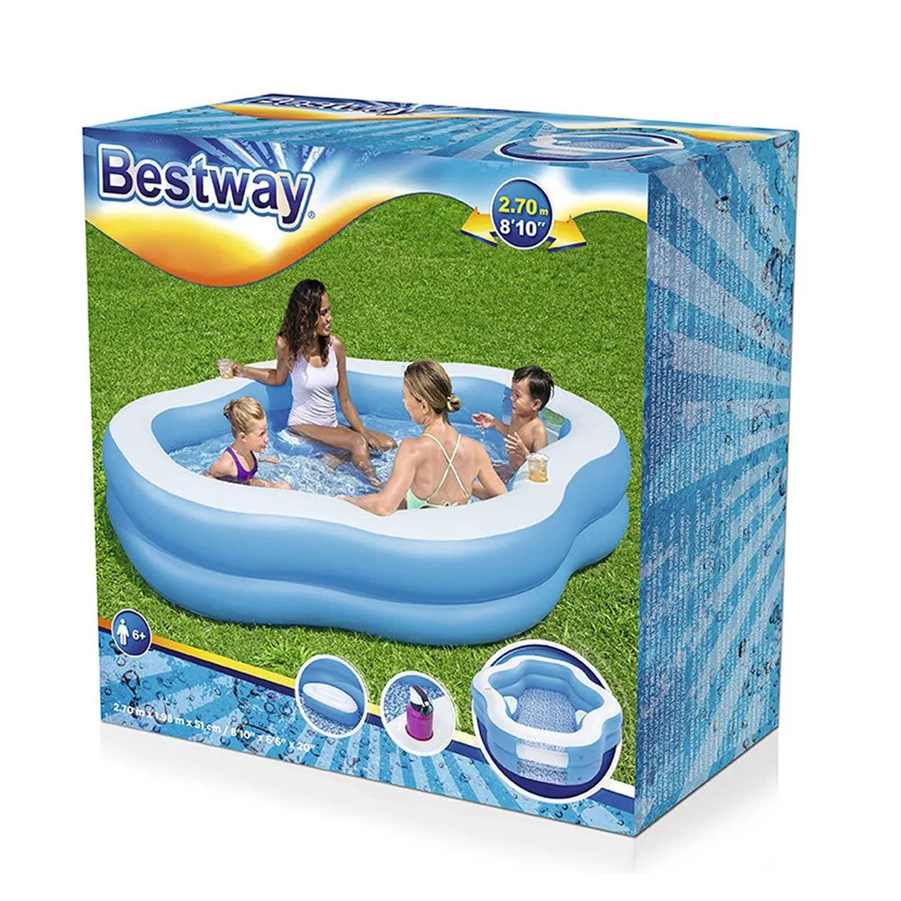 Bestway Splashview 270x198x51 Cm Rektangulär Uppblåsbar Pool unisex, Blue / white, 821L
