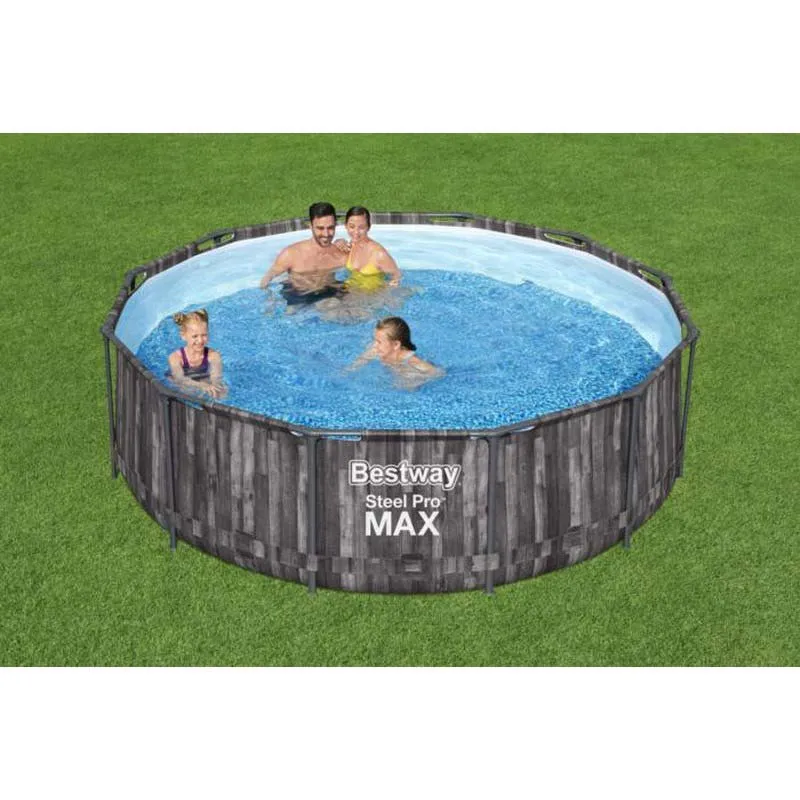 Bestway Steel Pro Max Ø 366x100 Cm Stål Rund Ovanmarkspool unisex, Grey / blue, 9150L Bestway Steel Pro Max Ø 366x100 Cm Stål Rund Ovanmarkspool unisex, Grey / blue, 9150L