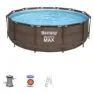 Bestway Steel Pro Max Rattan Ø 366x100 Cm Stål Rund Ovanmarkspool unisex, Brown / blue, 9150L