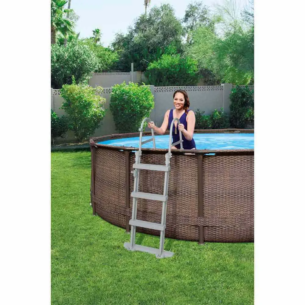 Bestway Steel Pro Max Rattan Ø 366x100 Cm Stål Rund Ovanmarkspool unisex, Brown / blue, 9150L