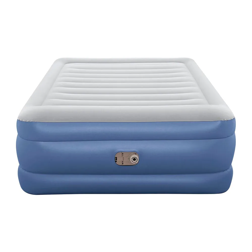 Bestway Tritech Queen Built-in Ac Pump Dubbel Luftmadrass, Blue / grey, 203 x 152 x 61cm