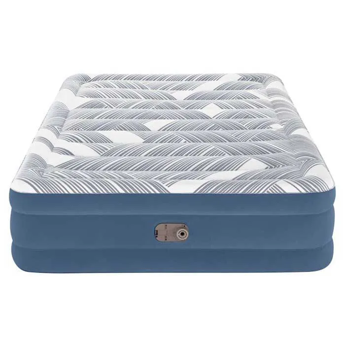Bestway Tritech Queen Reinforced I-beam Dubbelsäng Med Inbyggd Pump, Blue / grey, 203 x 152 x 46cm