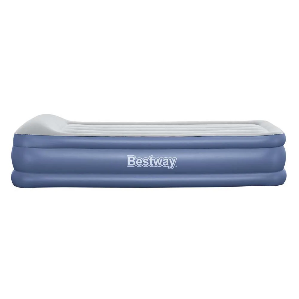 Bestway Tritech Twin Reinforced Enkel Luftmadrass Med Inbyggd Pump, Grey / black, 191 x 97 x 46cm