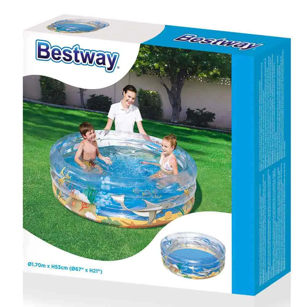Bestway Tropical Play Ø170x53 Cm Rund Uppblåsbar Pool unisex, Clear, 697L Bestway Tropical Play Ø170x53 Cm Rund Uppblåsbar Pool unisex, Clear, 697L