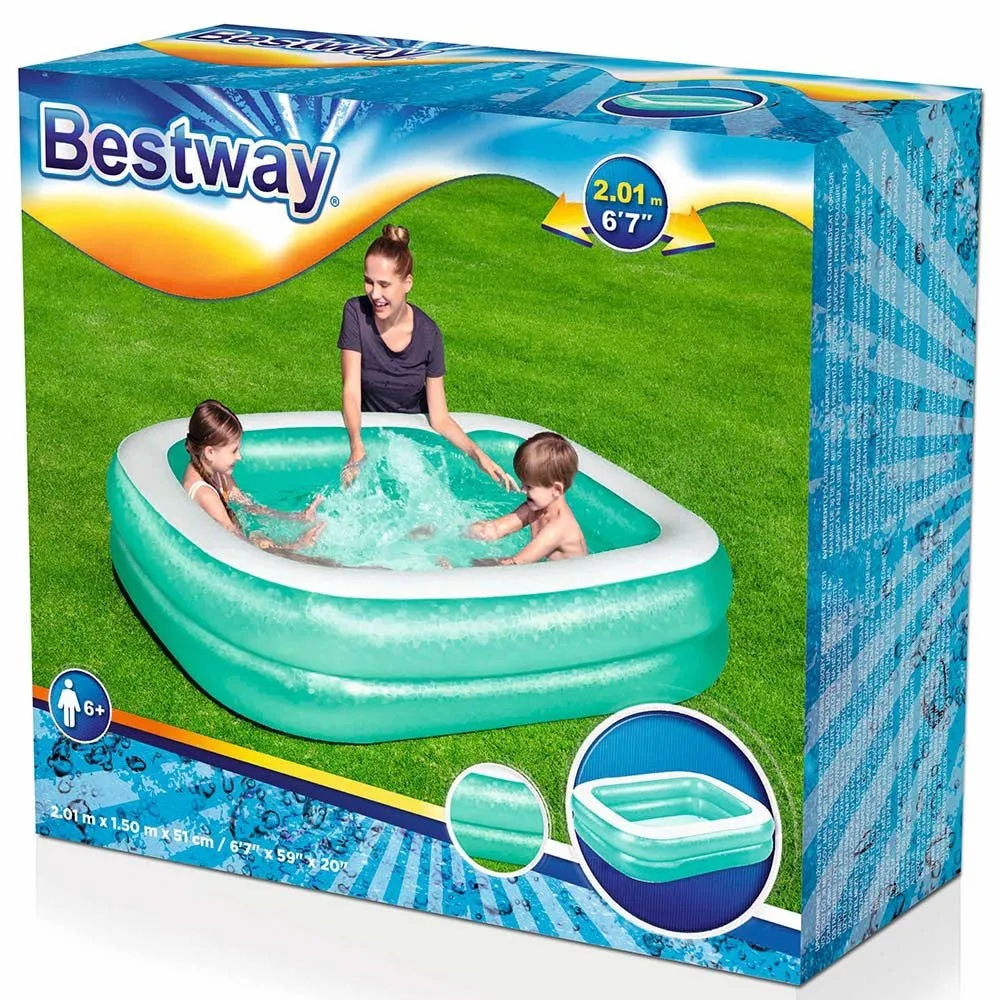 Bestway Uppblåsbar Familjepool 201x150x51 Cm, Multicolor, One Size Bestway Uppblåsbar Familjepool 201x150x51 Cm, Multicolor, One Size